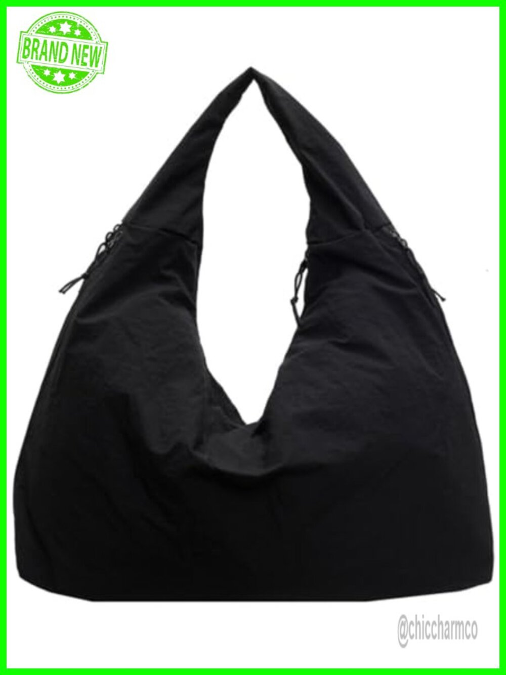 Slouchy Nylon Tote Bag Large Multi Pocket Shoulder Handbag Travel Gym